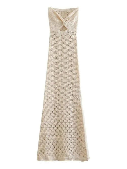 Louis Offshoulder Crochet Dress In Off-White