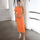 Louise Statement Dress - front shot on model, orange - Miss Mosa By Akanksha