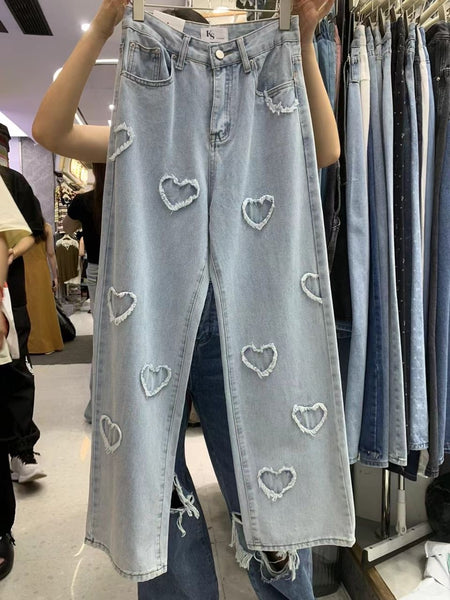 Love Affair Statement Denim Jeans - front shot of jeans on hanger, blue - Miss Mosa By Akanksha