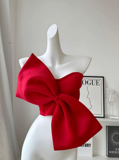 Love Bow Detailed Blouse In Red