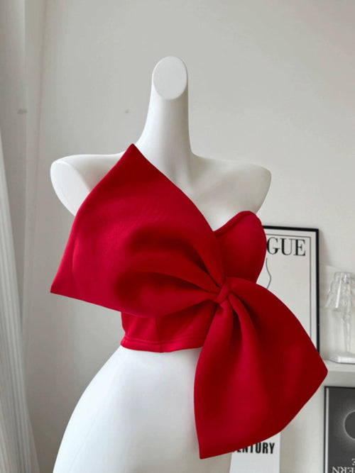 Love Bow Detailed Blouse In Red