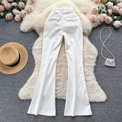Lucaso Buttoned High Waist Pants In White
