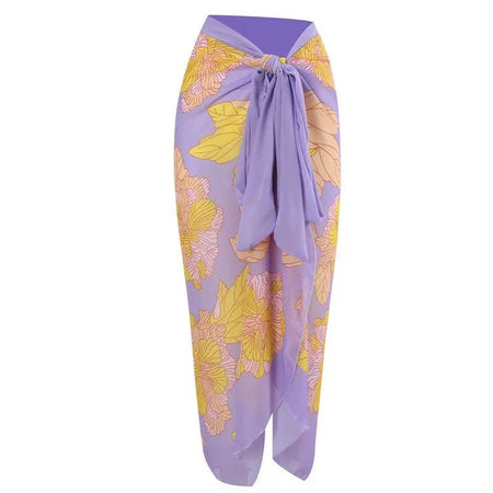 Ludacris Swimsuit with Sarong - flat-lay product shot, lilac - Miss Mosa By Akanksha