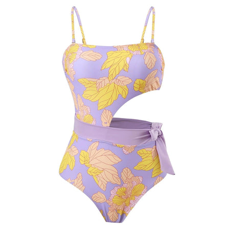 Ludacris Swimsuit with Sarong - flat-lay product shot, lilac - Miss Mosa By Akanksha