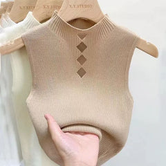 Ludo Statement Summer Tank Top - front shot on hanger, beige - Miss Mosa By Akanksha