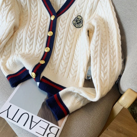 Luisa Woolen Cardigan In Off White - flat-lay product shot - Miss Mosa By Akanksha