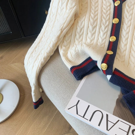 Luisa Woolen Cardigan In Off White - close-up shot of cuff and placket - Miss Mosa By Akanksha