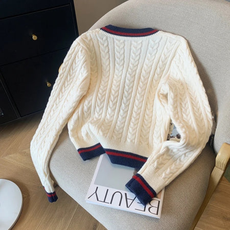 Luisa Woolen Cardigan In Off White - back flat-lay product shot - Miss Mosa By Akanksha