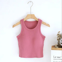 Luked Tank Tops with Inbuilt Bra - hanging product shot, pink - Miss Mosa By Akanksha