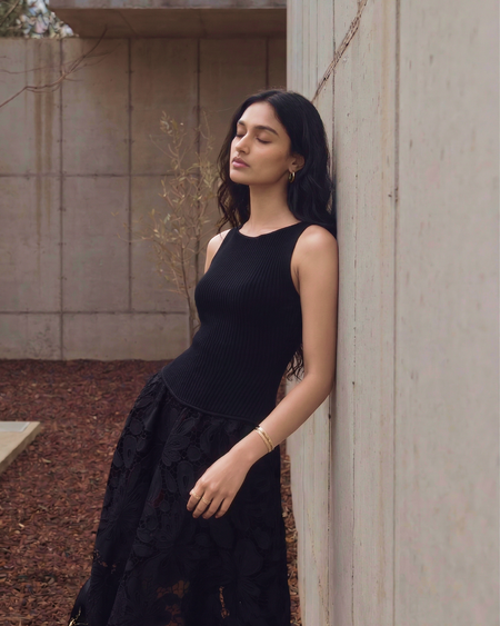 Lumira Lace Midi Dress - back shot, black - Miss Mosa By Akanksha