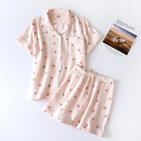 Lumiyo Cotton Nightsuit - flat-lay product shot of short pyjama set, blush pink - Miss Mosa By Akanksha