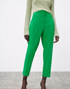 Luxe Fred Formal Pants - front shot on model, green - Miss Mosa By Akanksha