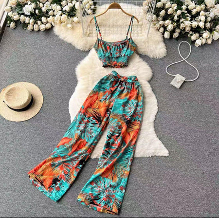 Lyanna Abstract Print Coord Set - styled flat-lay shot, multicolour - Miss Mosa By Akanksha