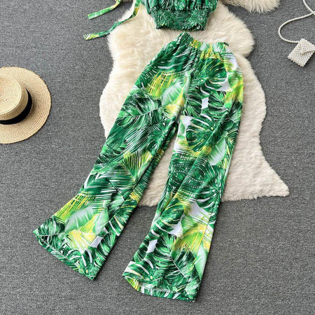 Lyanna Abstract Print Coord Set - flat-lay product shot, green - Miss Mosa By Akanksha