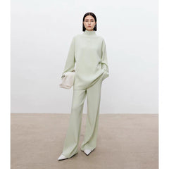 Lydia Luxe Winter Trackset - full-length shot on model, sage green - Miss Mosa By Akanksha