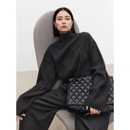 Lydia Luxe Winter Trackset - lifestyle shot on model, grey - Miss Mosa By Akanksha