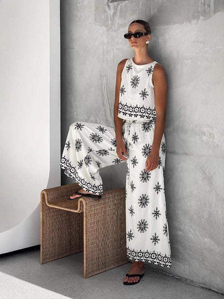 Mabel Statement Holiday Coord Set In Ivory - side shot on model seated - Miss Mosa By Akanksha