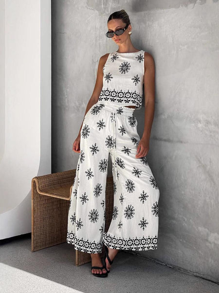 Mabel Statement Holiday Coord Set In Ivory - front shot on model standing - Miss Mosa By Akanksha