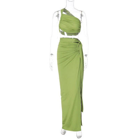 Macau Statement Summer Coord Set - Resortwear In Green - front shot on mannequin - Miss Mosa By Akanksha