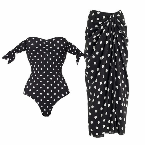 Macey 1Pc Polka Swimsuit With Skirt