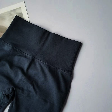 Macy Gymwear Shorts - close-up shot of waistband detail, navy blue - Miss Mosa By Akanksha
