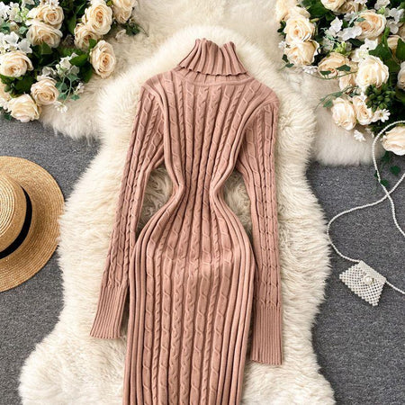 Macy Woolen Bodycon Dress - styled flat-lay shot, pink - Miss Mosa By Akanksha
