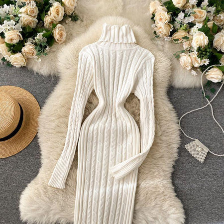 Macy Woolen Bodycon Dress - styled flat-lay shot, cream - Miss Mosa By Akanksha