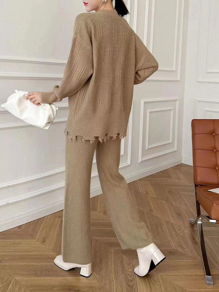 Madrigal Winter Trackset - back shot on model, camel - Miss Mosa By Akanksha