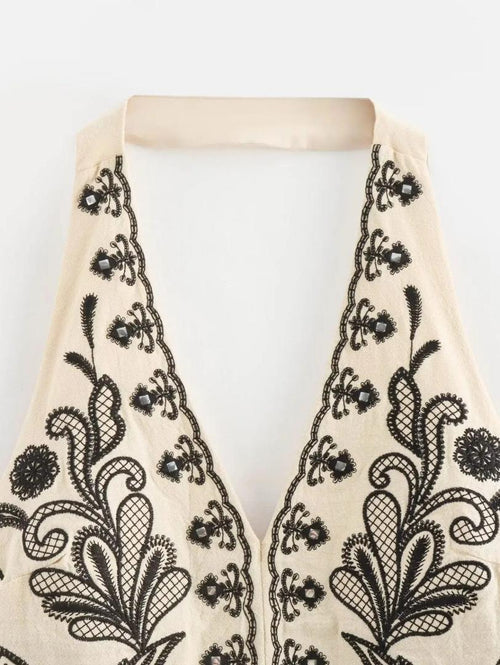 Maiko Halterneck Summer Top In Beige
