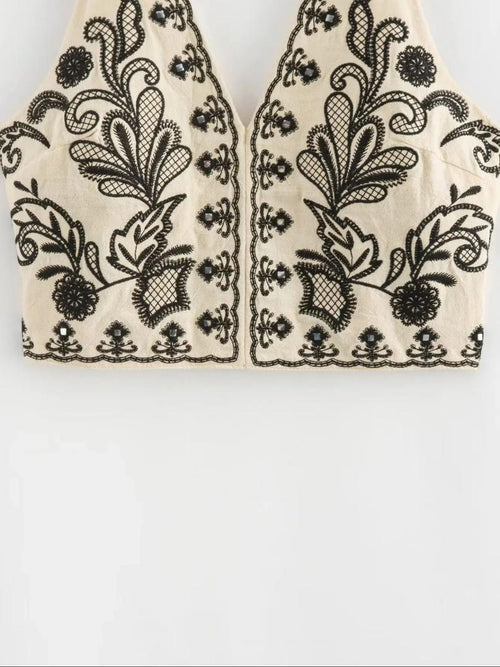 Maiko Halterneck Summer Top In Beige