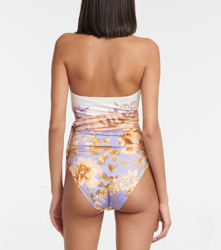 Maillot Swimsuit With Sarong In Multicolour - back shot on model - Miss Mosa By Akanksha