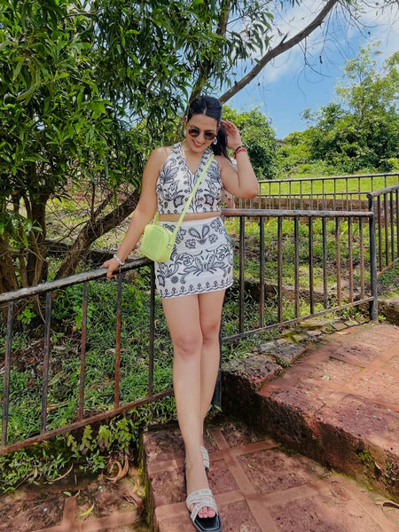 Mairo 2 Piece Coord Set - Resortwear Set In Beige - full-length front shot on model - Miss Mosa By Akanksha