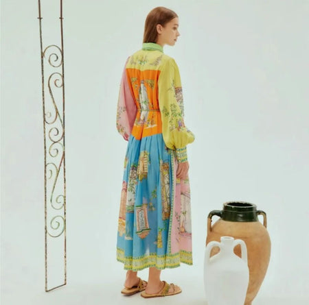 Maisto Printed Summer Maxi Dress In Multicolour - back shot on model - Miss Mosa By Akanksha