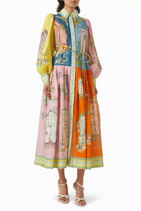 Maisto Printed Summer Maxi Dress In Multicolour - full-length front shot on model - Miss Mosa By Akanksha
