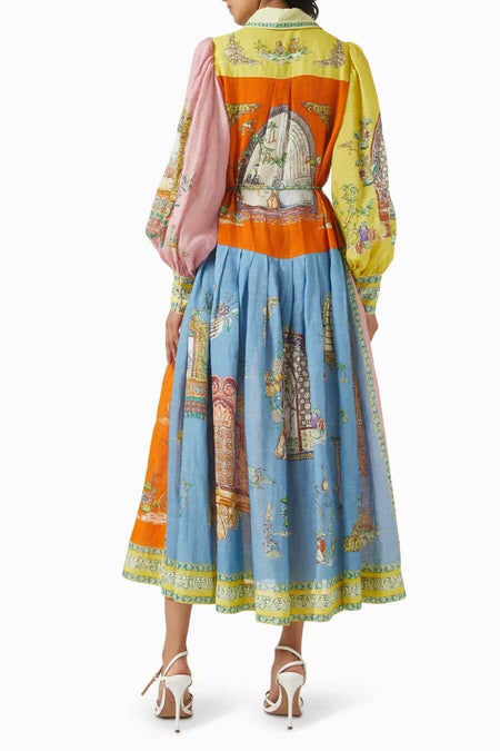Maisto Printed Summer Maxi Dress In Multicolour - back shot on model - Miss Mosa By Akanksha