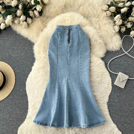 Malibu Maxi Statement Skirt - styled flat-lay shot, blue - Miss Mosa By Akanksha