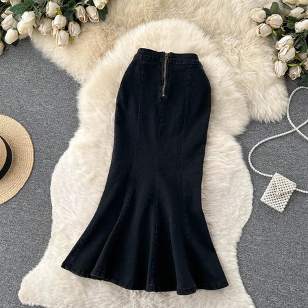 Malibu Maxi Statement Skirt - styled flat-lay shot, black - Miss Mosa By Akanksha