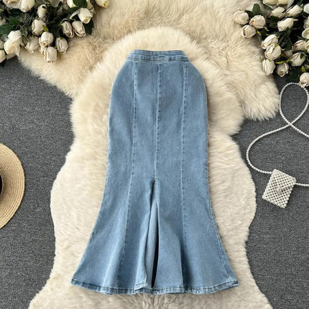 Malibu Maxi Statement Skirt - styled flat-lay shot, blue - Miss Mosa By Akanksha