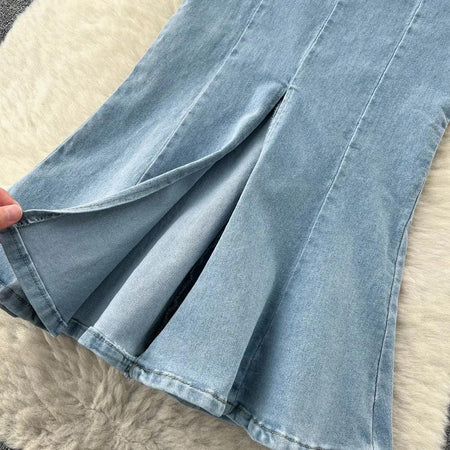 Malibu Maxi Statement Skirt - close-up of hem flare, blue - Miss Mosa By Akanksha
