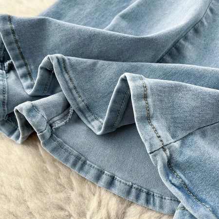 Malibu Maxi Statement Skirt - close-up of hem stitching, blue - Miss Mosa By Akanksha