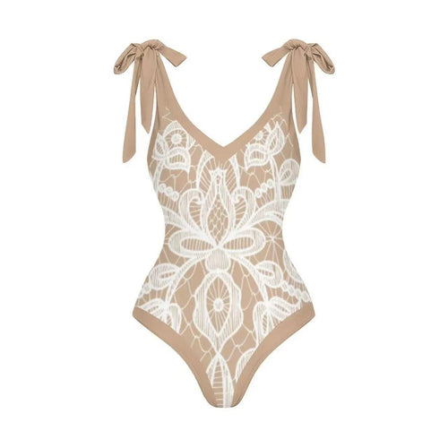 Malibu Swimsuit With Sarong In Beige