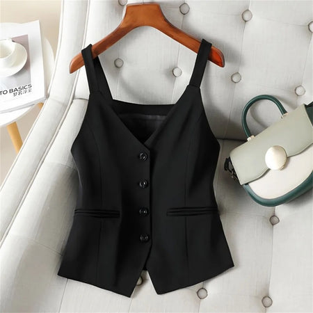 Malido Vest Statement Tops - styled flat-lay shot, black - Miss Mosa By Akanksha