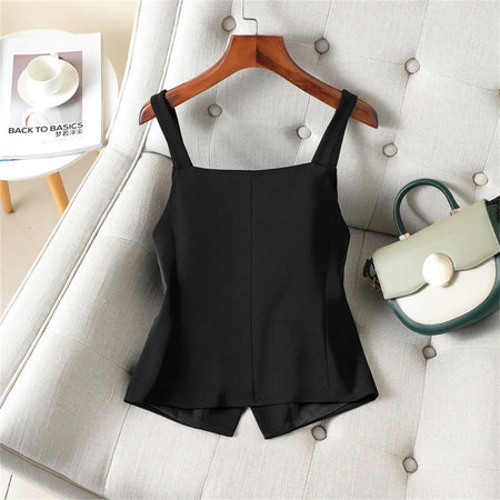 Malido Vest Statement Tops - back styled flat-lay shot, black - Miss Mosa By Akanksha