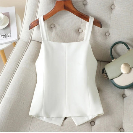 Malido Vest Statement Tops - back styled flat-lay shot, white - Miss Mosa By Akanksha