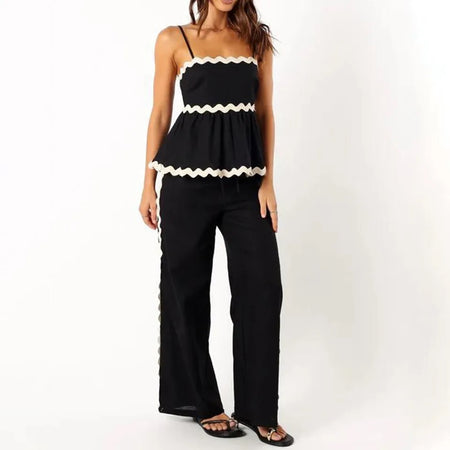 Mane Summer 2 Pc Coord Set - full-length shot on model, black - Miss Mosa By Akanksha