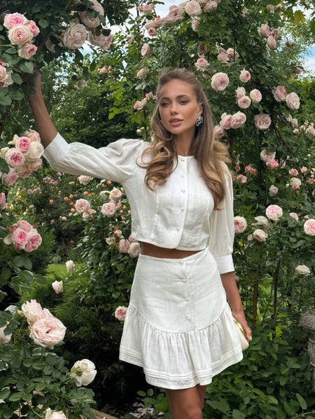 Manon Coord Skirt Set - styled shot, off-white - Miss Mosa By Akanksha