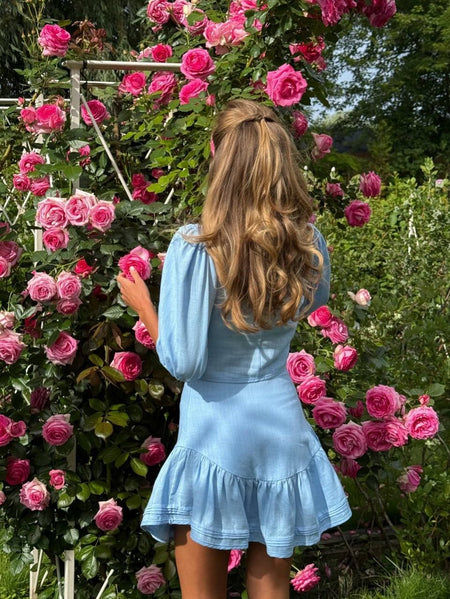 Manon Coord Skirt Set - back shot, light blue - Miss Mosa By Akanksha