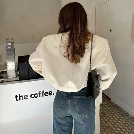 Marcella Luxe Bomber Jacket - back shot on model, cream - Miss Mosa By Akanksha