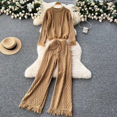 Marcella Luxe Winter Coord Set - flat-lay product shot of two-piece set, camel - Miss Mosa By Akanksha