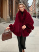 Marcello Luxe Fur Cape - front shot, burgundy with burgundy fur trim - Miss Mosa By Akanksha